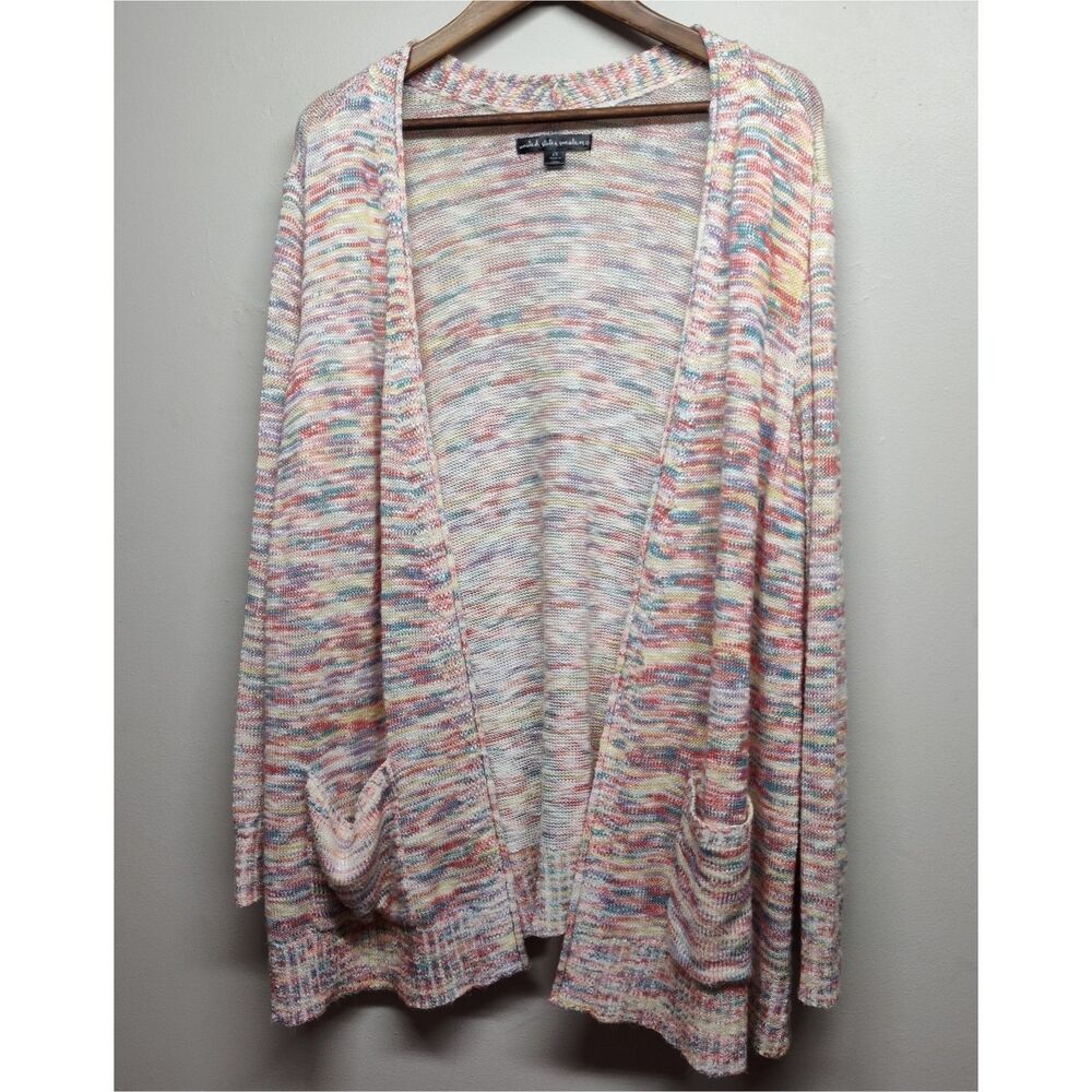 United States Sweaters Cardigan Women 1X Red Blue Knit Open Spring Casual